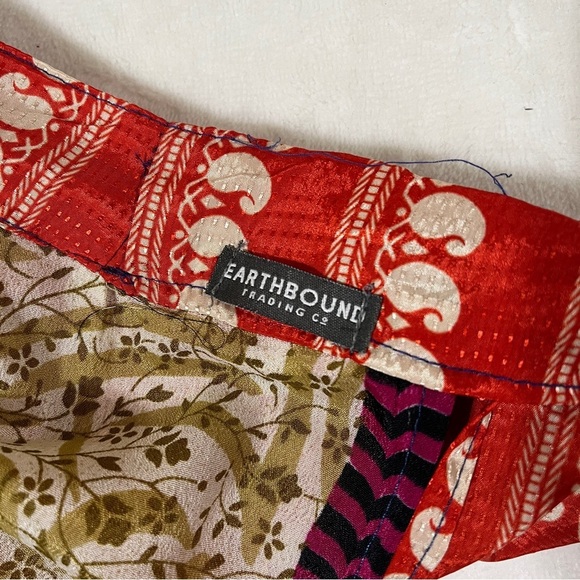 Earthbound Trading Co. Silk Wrap Skirt Reversible Double Layer Boho Multi-color - Picture 5 of 12